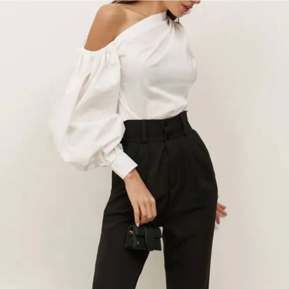 Commense White Asymmetrical Off Shoulder Blouse - Picture 3 of 11